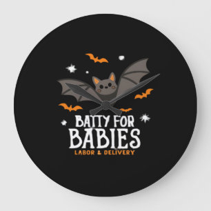 Cute Batty For Babies Labour And Delivery Nurse Ha Large Clock