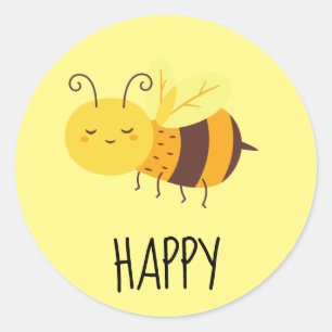Cute Be Happy Bee Inspirational Sticker