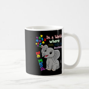 Cute Be Kind Elephant And Puzzle Piece Autism Awar Coffee Mug