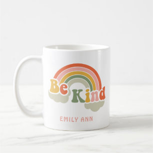 Cute Be Kind Rainbow Custom Name Coffee Mug