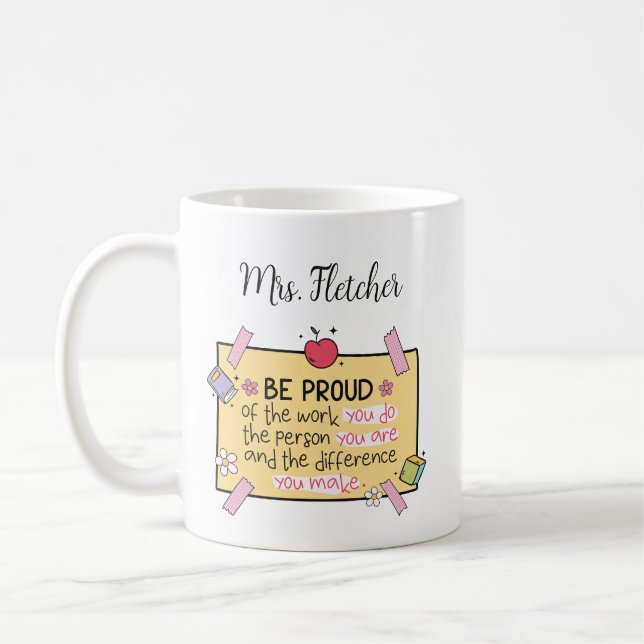 Cute Be Proud Personalized Teacher Coffee Mug (Left)