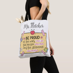 Cute Be Proud Personalized Teacher Tote Bag