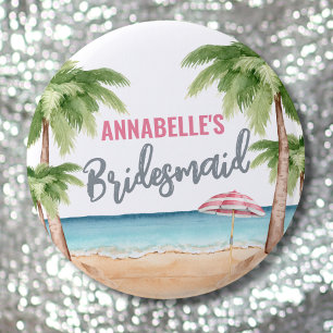 Cute Beach Bachelorette Party Bridesmaid 2 Inch Round Button
