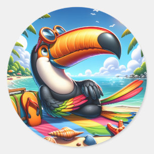 Cute beach bird lovers classic round sticker