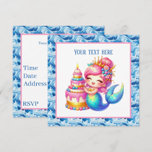 Cute Beach Birthday mermaid customizable  Invitation