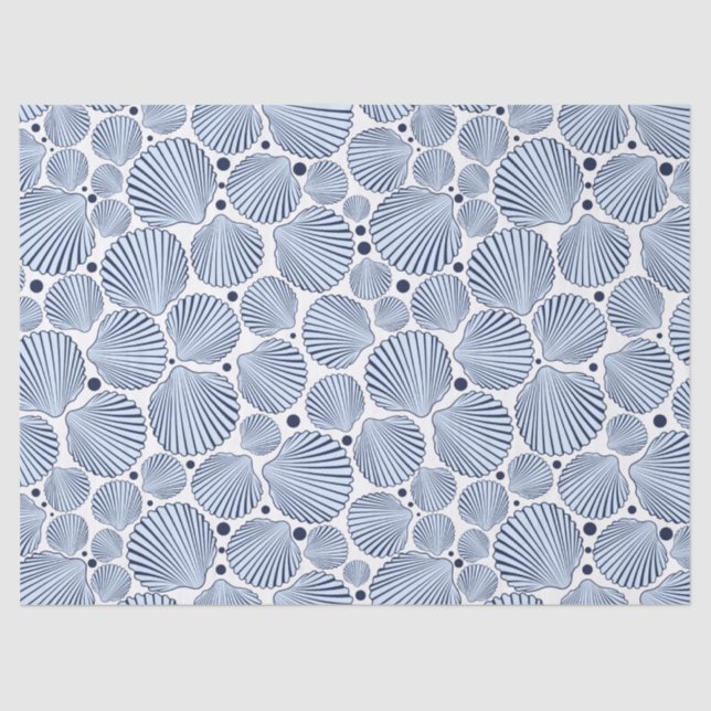 Cute beach blue seashell pattern party tissue tissue paper (Front)
