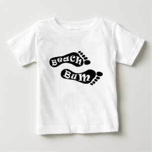 Cute Beach Bum Barefoot Footprint Black White Feet Baby T-Shirt