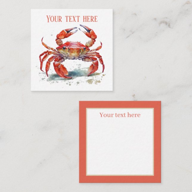 cute beach crab add text  card (Front/Back)