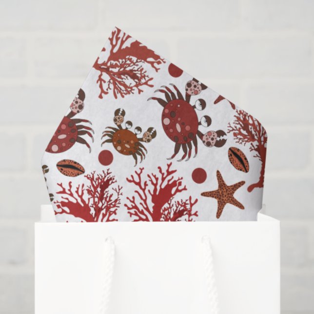 Cute beach crab tiled pattern party tissue paper (Gift Bag)