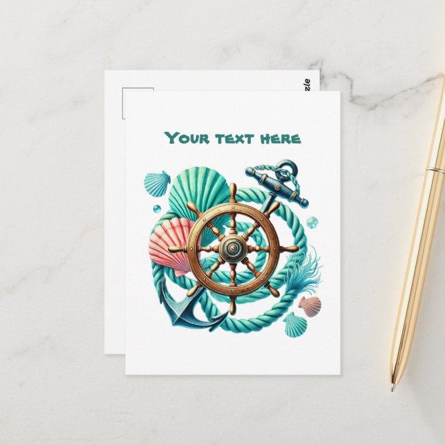 Cute beach customizable Nautical mix Postcard (Front/Back In Situ)