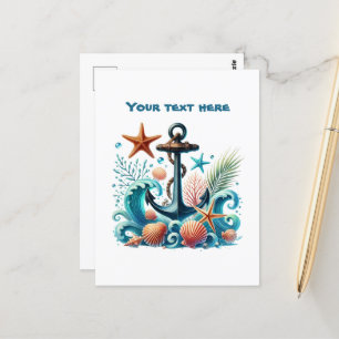 Cute beach customizable Ship's anchor  Postcard
