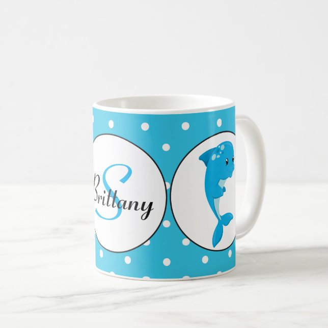 Cute Beach dolphin customizable coffee mug (Front Right)