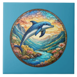 Cute beach dolphin lovers tile