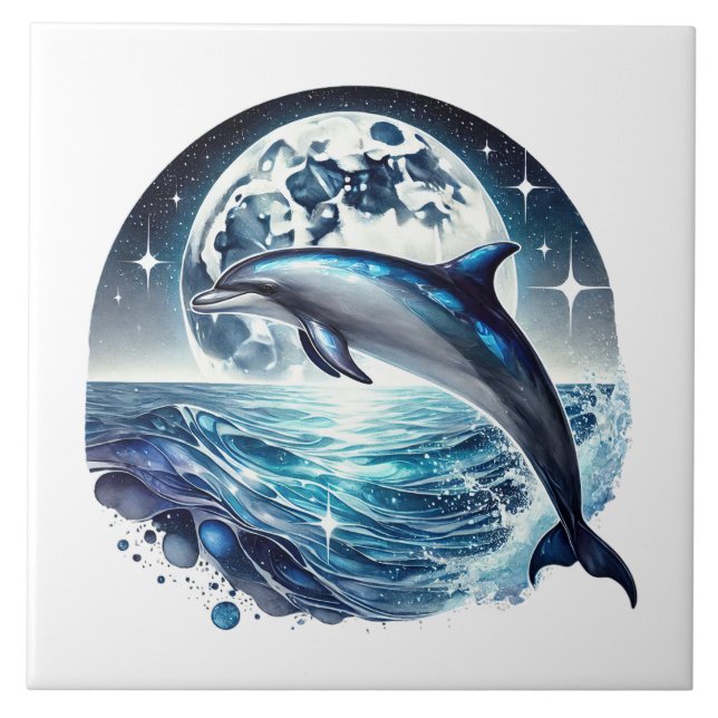 Cute beach dolphin lovers  tile (Front)