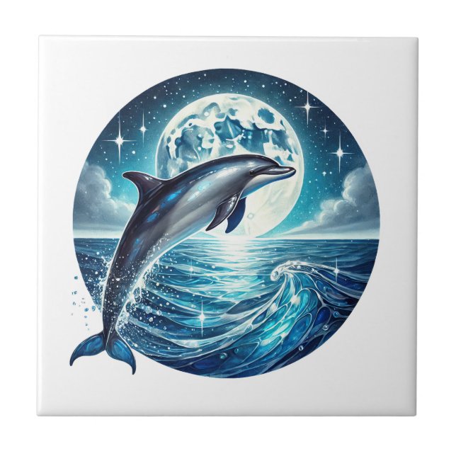 Cute beach dolphin lovers  tile (Front)
