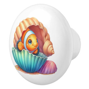 Cute beach fish lovers ceramic knob