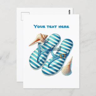Cute beach flipflops postcard