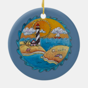 Cute beach fun sunny summer day ceramic ornament