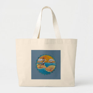 Cute beach fun sunny summer day large tote bag