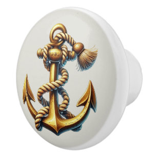 Cute beach house anchor ceramic knob