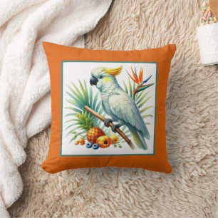 Cute beach house bird lovers Throw Pillow
