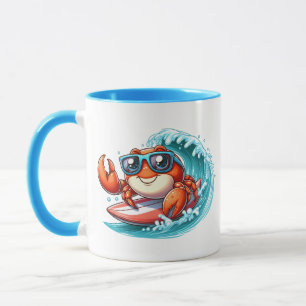 Cute beach house crab add monogram  mug