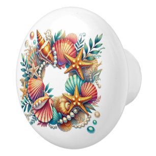 Cute beach house crab ceramic knob