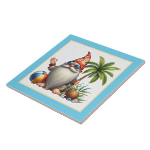 Cute beach house gnome tile