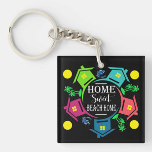 CUTE BEACH HOUSE See Both Sides Keychain