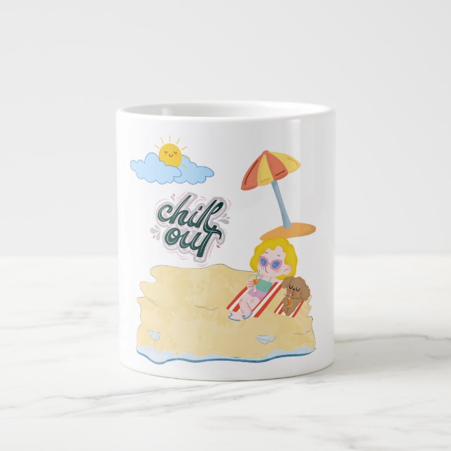 cute beach large coffee mug (Front)