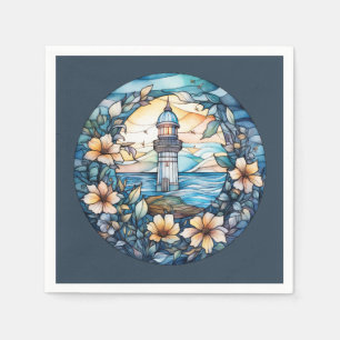 Cute beach lighthouse lovers party napkin