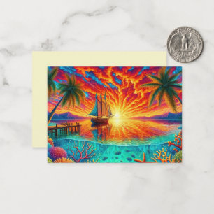 Cute beach lovers scene card
