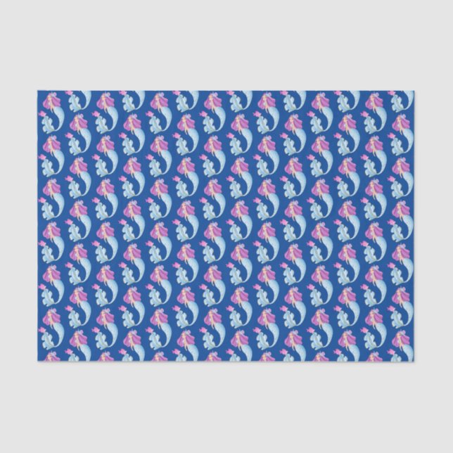 cute beach mermaid tiled pattern tissue paper (Front)