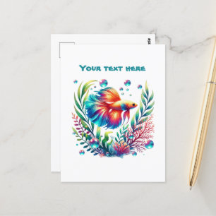 Cute beach ocean fish add text postcard
