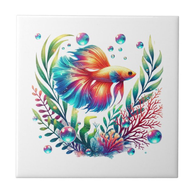 Cute beach ocean fish  tile (Front)