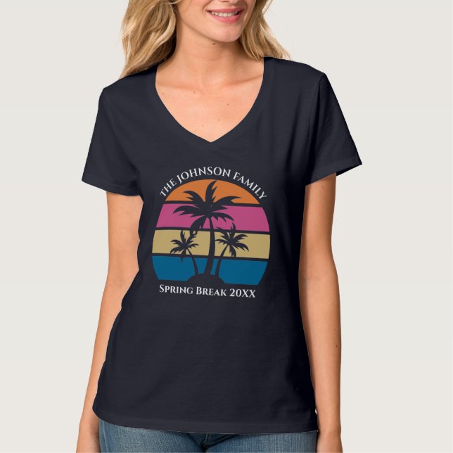 Cute Beach Palm Tree Custom Spring Break Women's T-Shirt (Front)