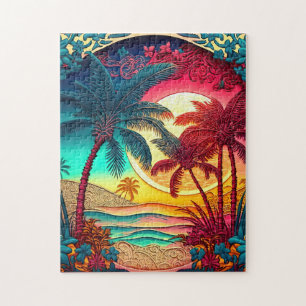 Cute beach palm trees  jigsaw puzzle