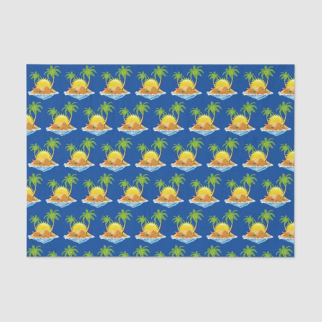 cute beach palm trees party tissue paper (Front)