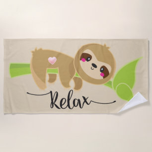 Cute Beach paresseux détente serviette de plage