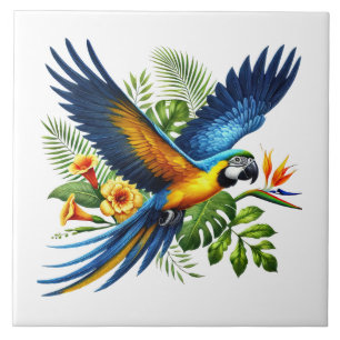 Cute beach parrot lovers tile
