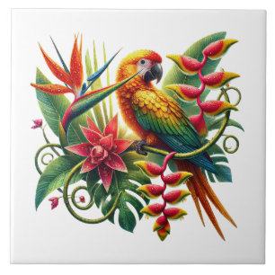 Cute beach parrot lovers  tile