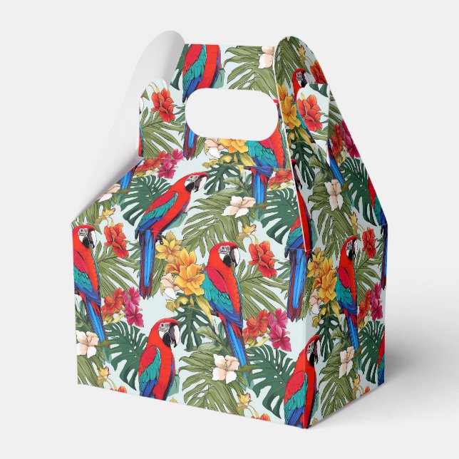 Cute beach parrots tropical pattern  favor box (Front Side)