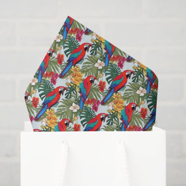Cute beach parrots tropical pattern  tissue paper (Gift Bag)