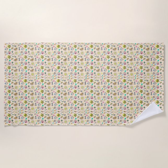 Cute beach pattern beach towel (Front)