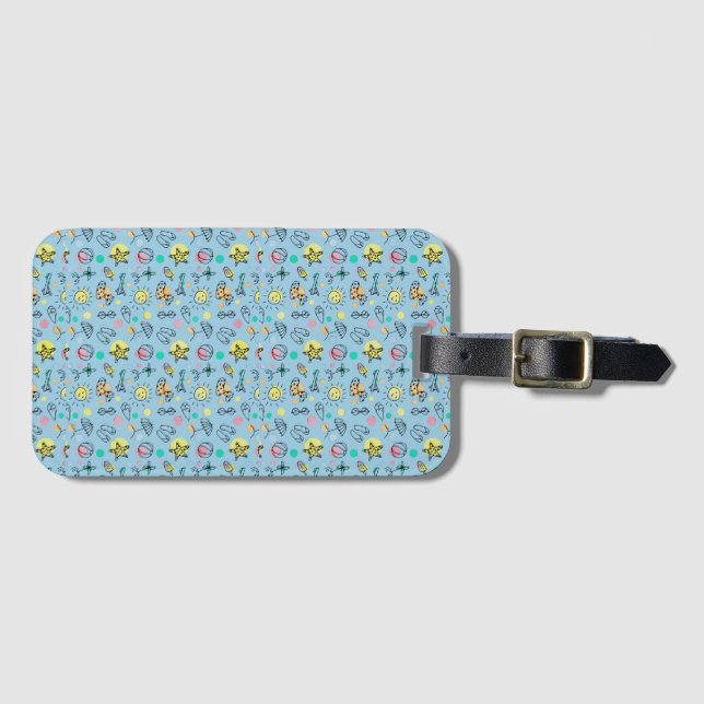 Cute beach pattern luggage tag (Front Horizontal)