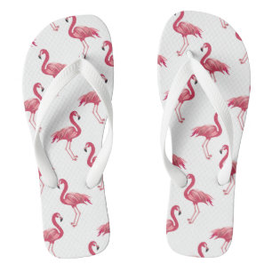 Cute Beach pink flamingo pattern Flip Flops