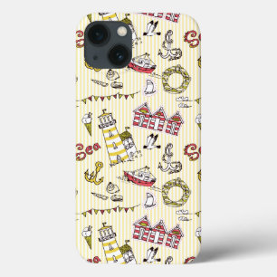 Cute Beach Scene Pattern iPhone 13 Case