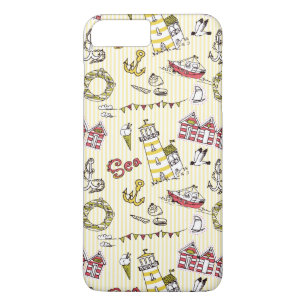 Cute Beach Scene Pattern iPhone 8 Plus/7 Plus Case
