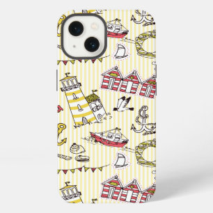 Cute Beach Scene Pattern iPhone 13 Case