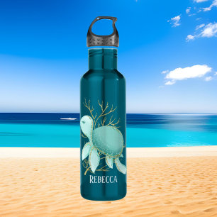 cute beach sea turtle add name 710 ml water bottle